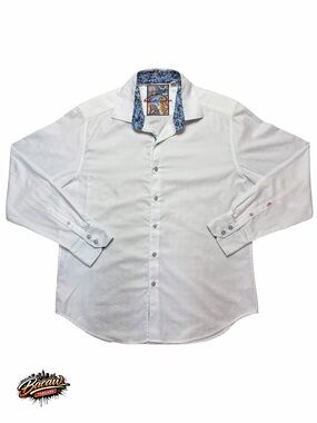Robert‎ Graham Men’s Large White Hanukkah Long Sleeve Button Down Shirt